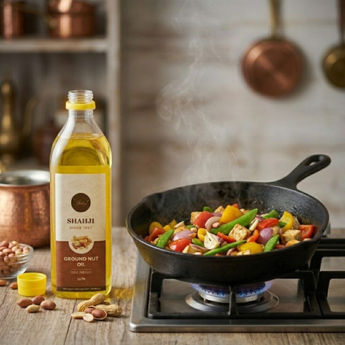 Shahji Cold-Pressed Groundnut Oil for stir-frying, sautéing and everyday cooking
